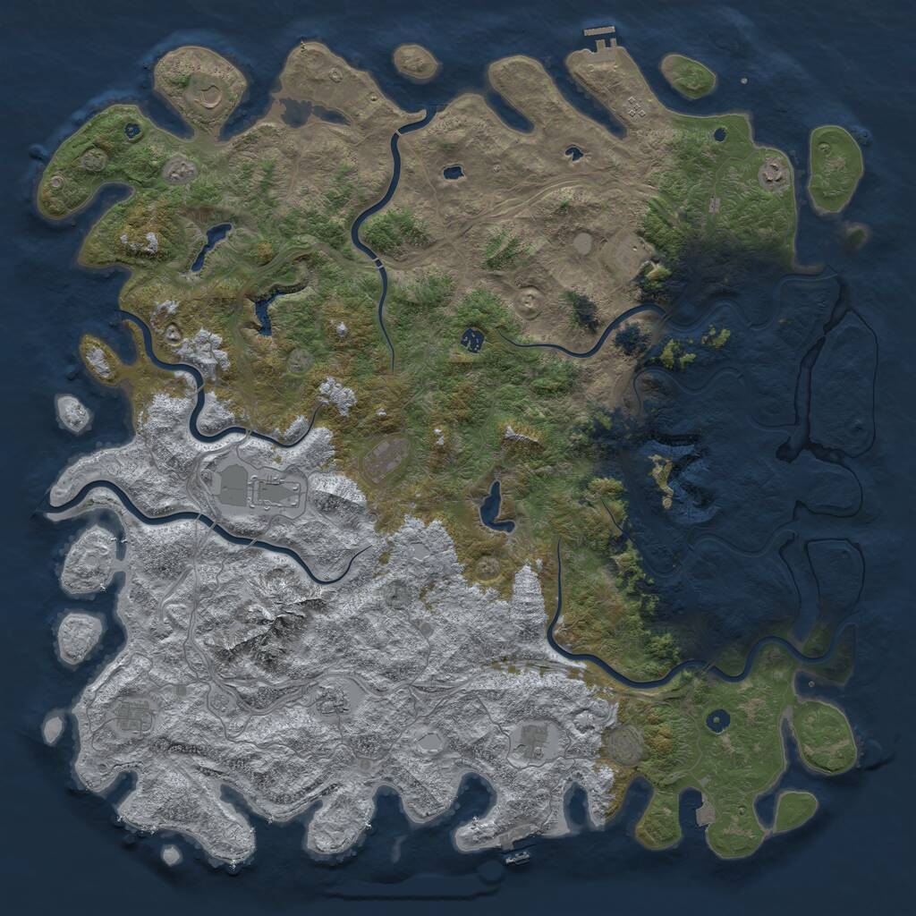 Rust Map: Procedural Map, Size: 6000, Seed: 497238431, 17 Monuments