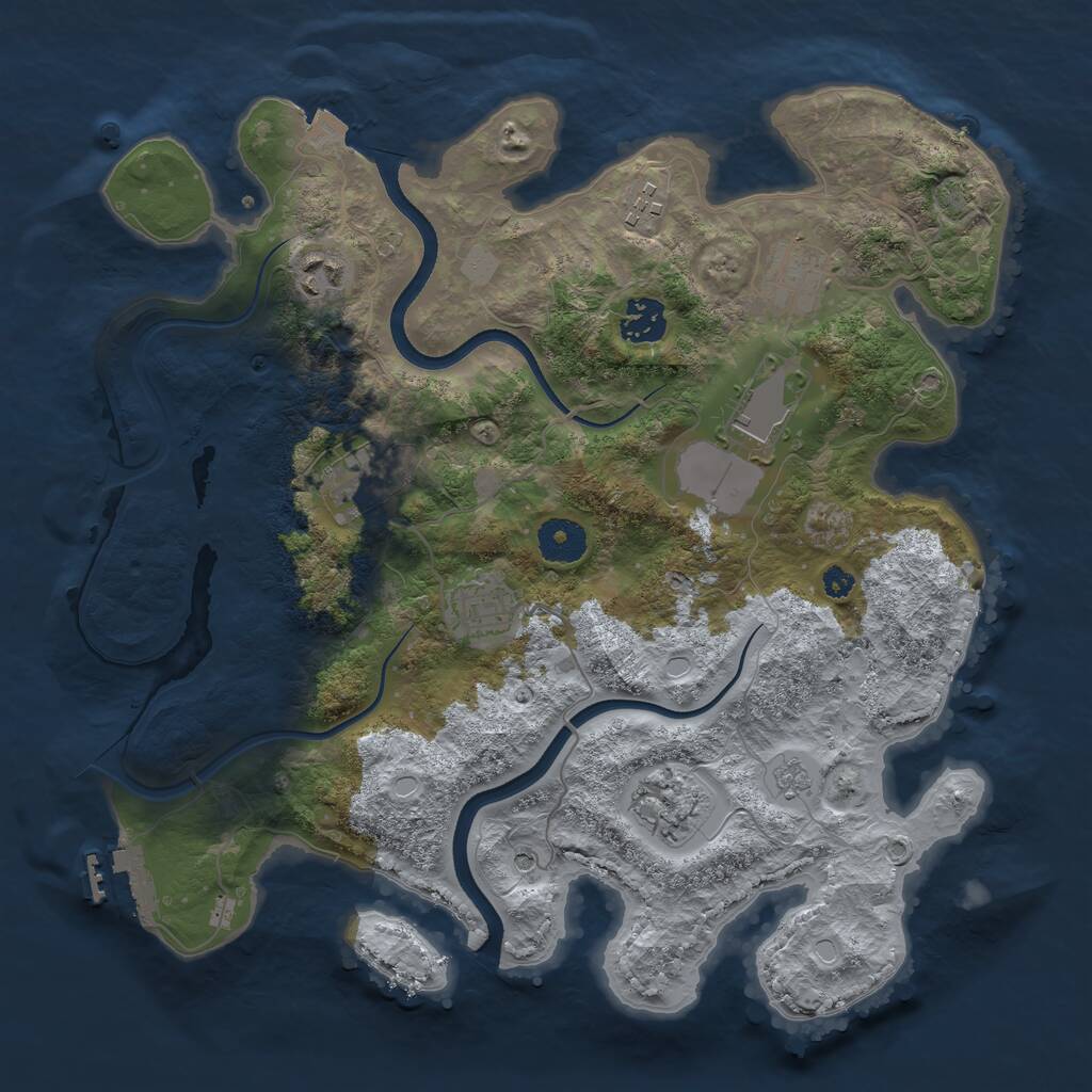 Rust Map: Procedural Map, Size: 3500, Seed: 897731391, 13 Monuments