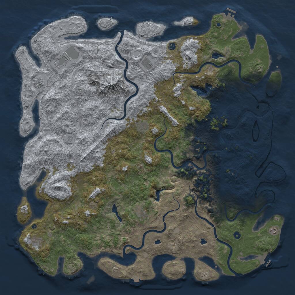 Rust Map: Procedural Map, Size: 6000, Seed: 846616, 16 Monuments