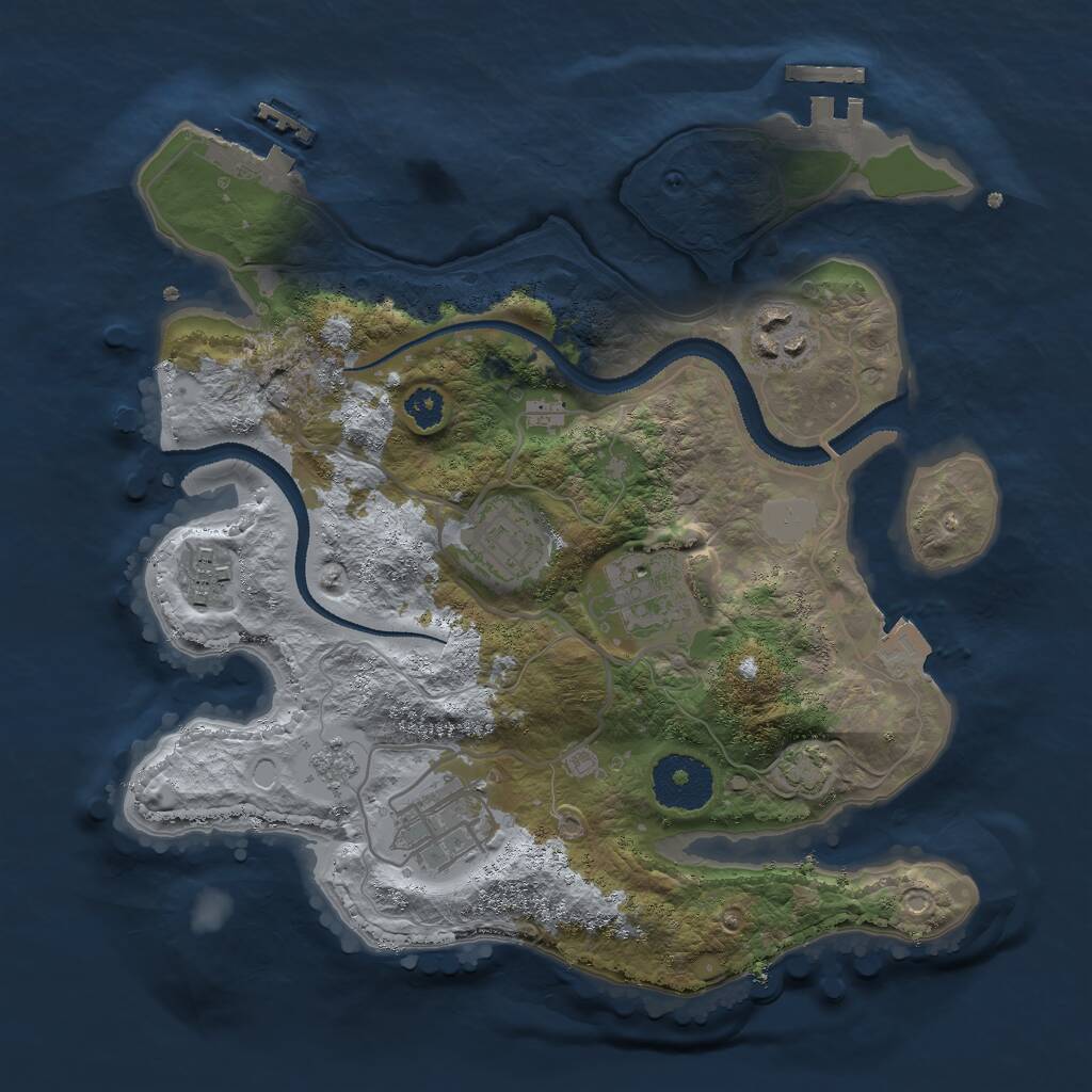 Rust Map: Procedural Map, Size: 2800, Seed: 33333, 10 Monuments