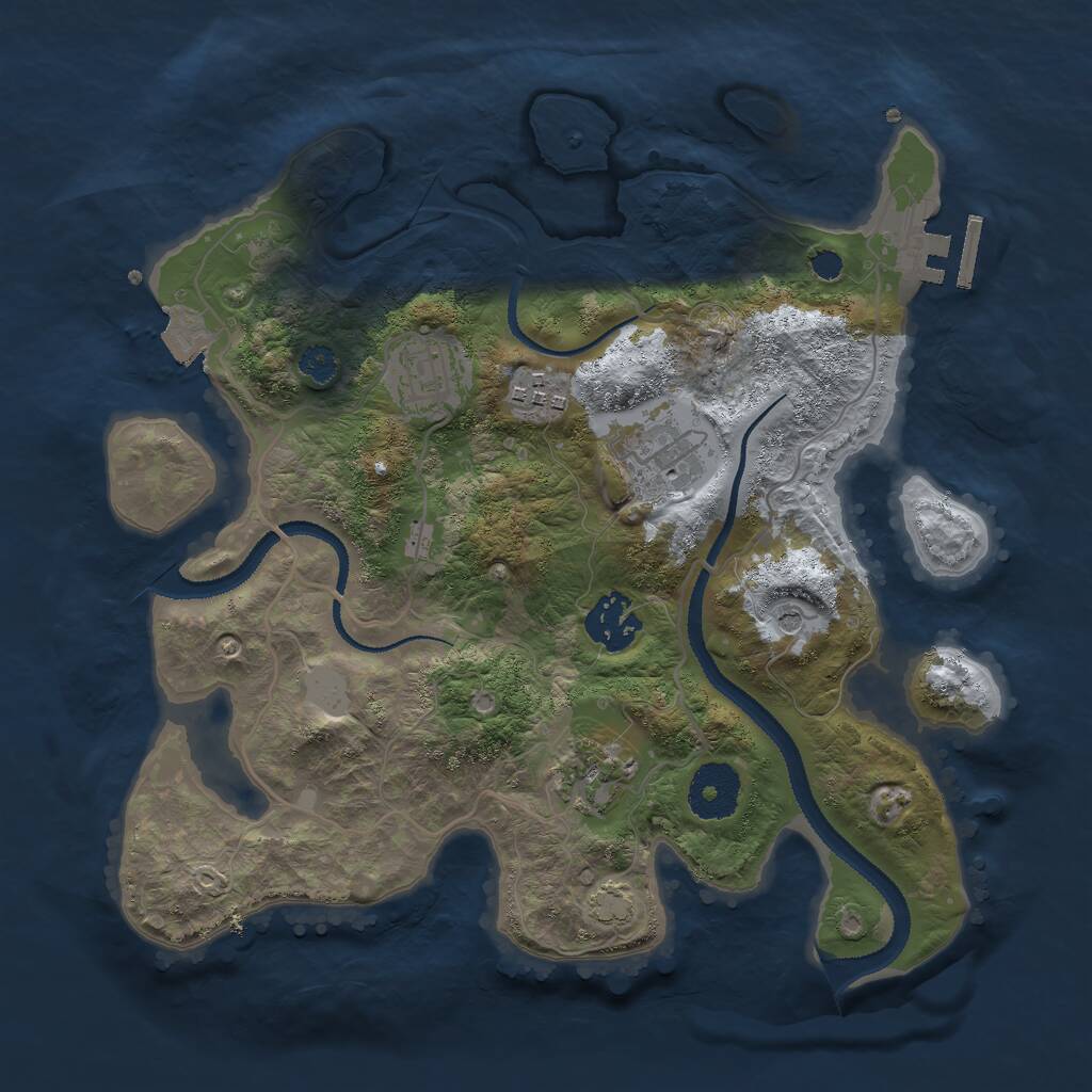Rust Map: Procedural Map, Size: 3000, Seed: 2345976, 9 Monuments