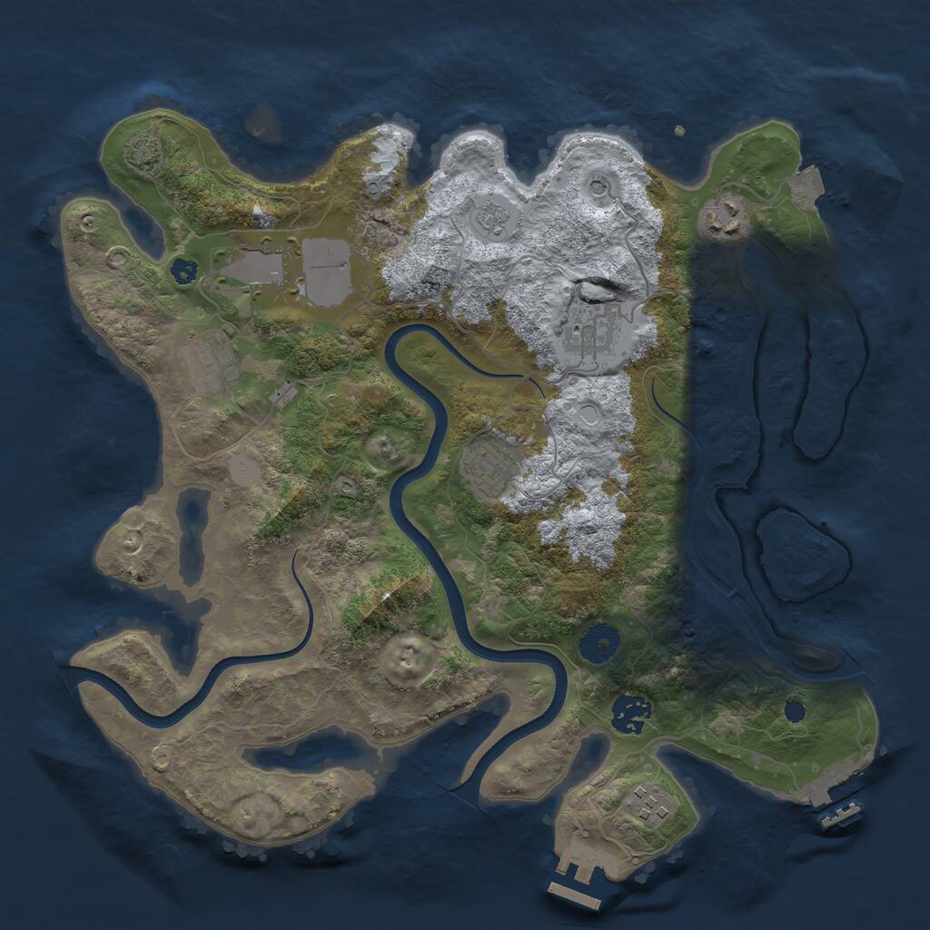 Rust Map: Procedural Map, Size: 3500, Seed: 525588780, 13 Monuments
