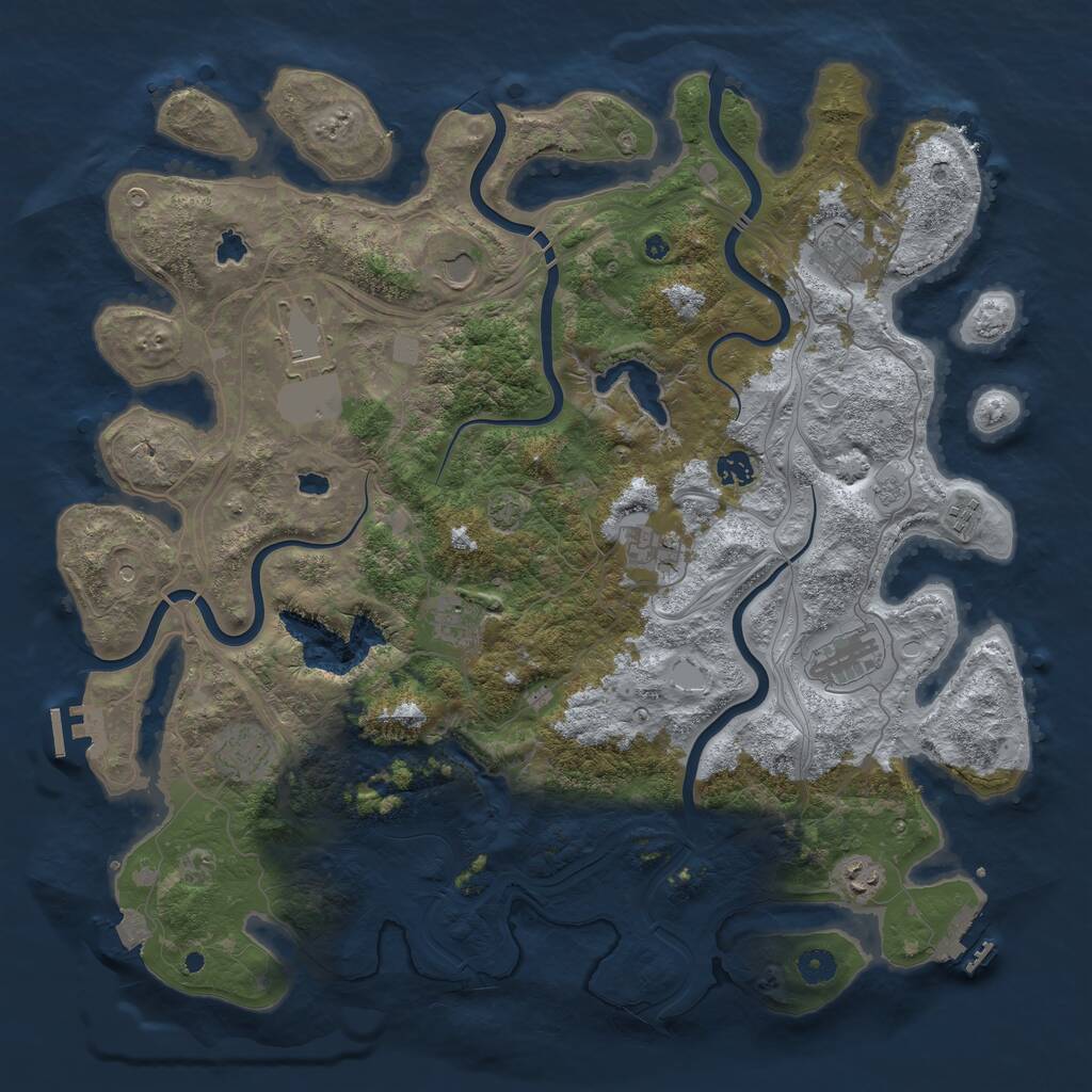 Rust Map: Procedural Map, Size: 4500, Seed: 199842069, 16 Monuments