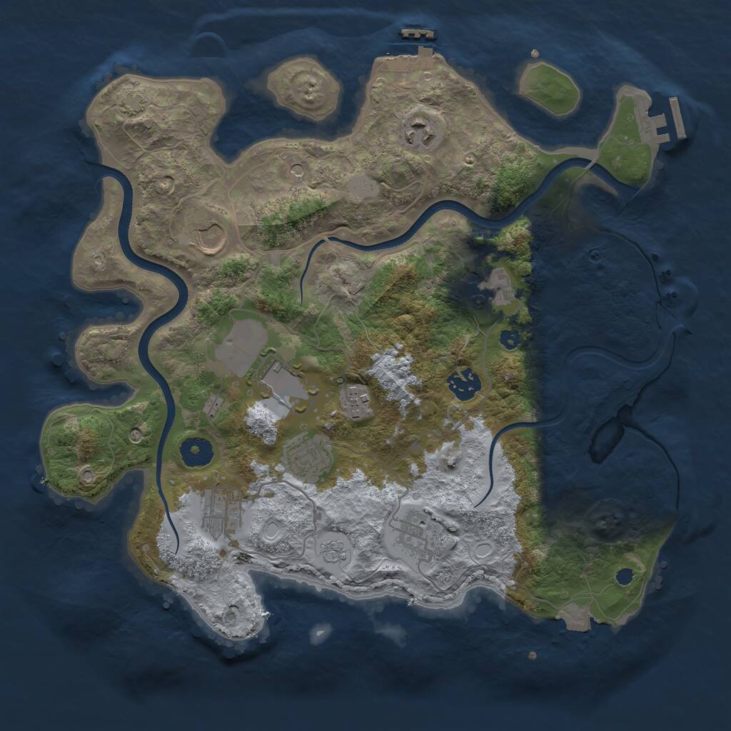 Rust Map: Procedural Map, Size: 3500, Seed: 92810868, 15 Monuments