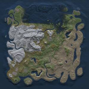 Thumbnail Rust Map: Procedural Map, Size: 5000, Seed: 1424388783, 17 Monuments