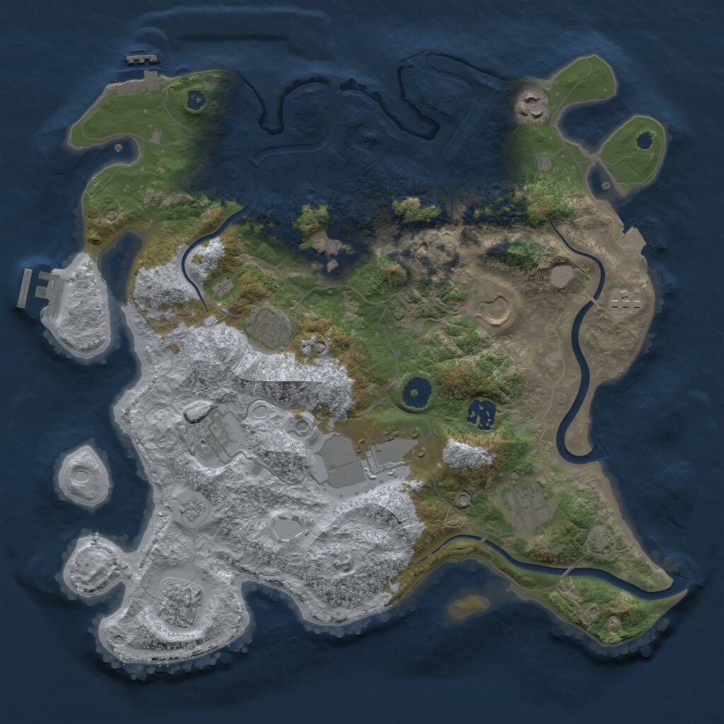 Rust Map: Procedural Map, Size: 3700, Seed: 1944707556, 16 Monuments