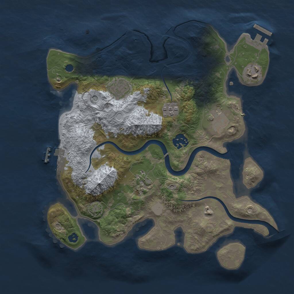 Rust Map: Procedural Map, Size: 3000, Seed: 24279, 11 Monuments