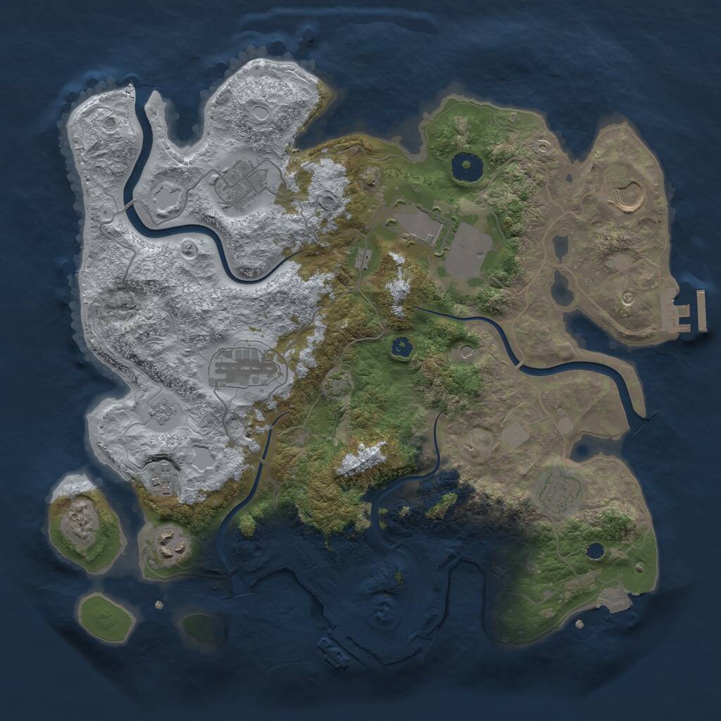 Rust Map: Procedural Map, Size: 3500, Seed: 3833699, 13 Monuments