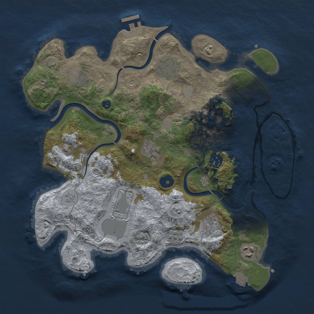 Rust Map: Procedural Map, Size: 3500, Seed: 843804512, 13 Monuments