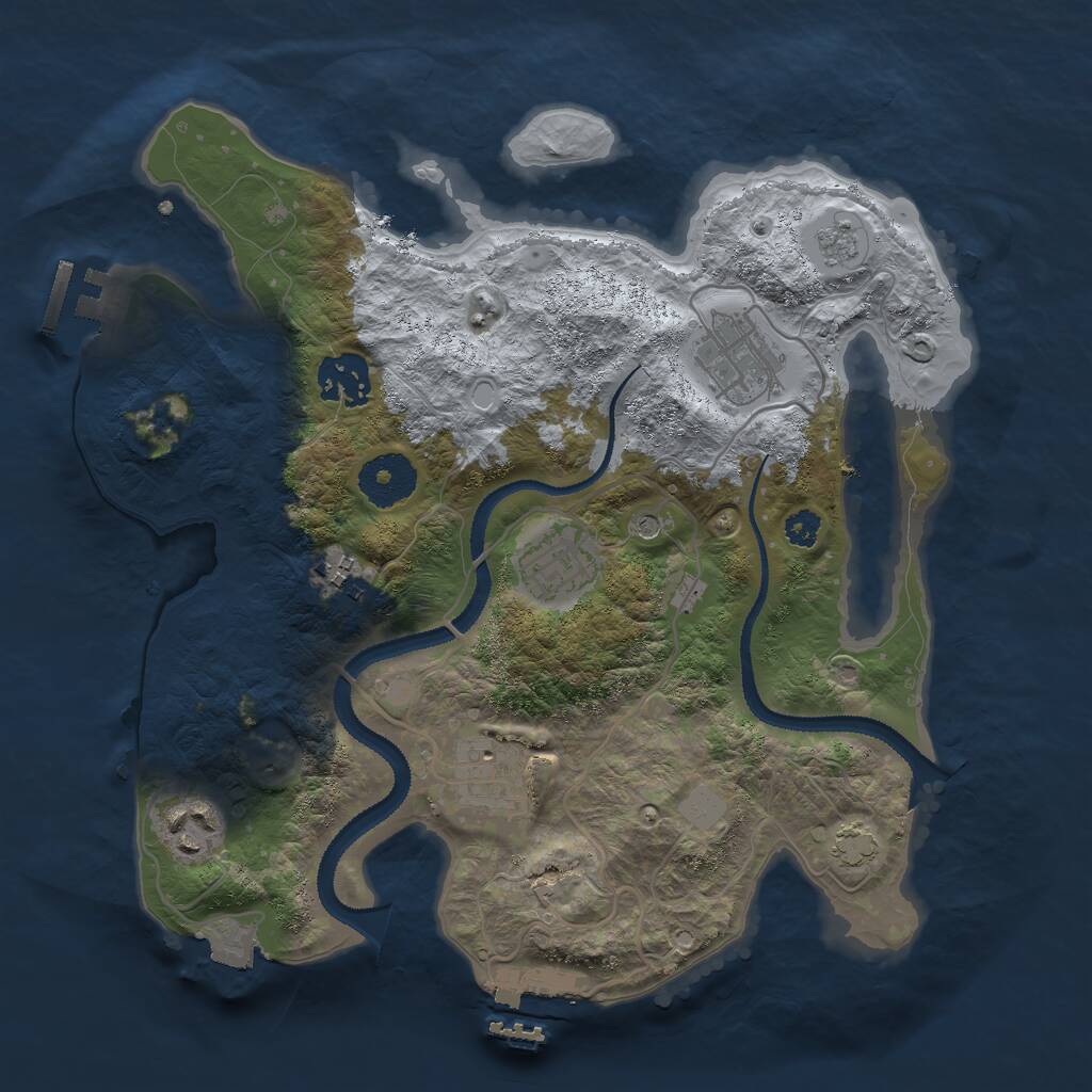 Rust Map: Procedural Map, Size: 3000, Seed: 2050117107, 12 Monuments