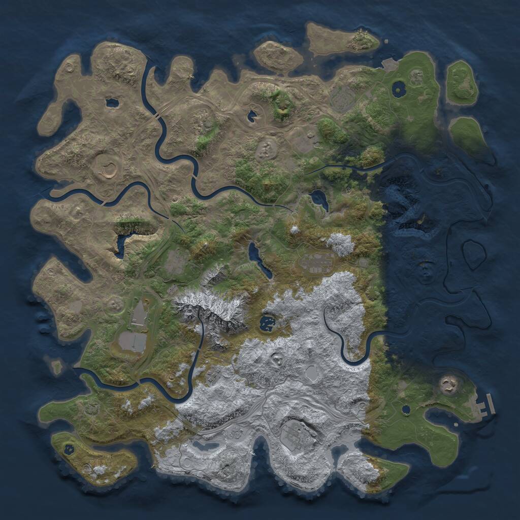 Rust Map: Procedural Map, Size: 5000, Seed: 621829722, 16 Monuments