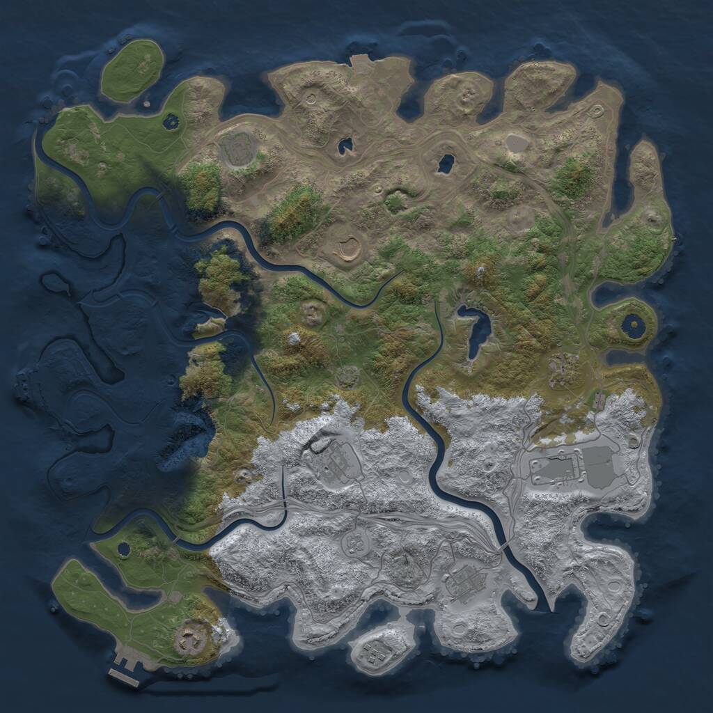 Rust Map: Procedural Map, Size: 4500, Seed: 490164640, 14 Monuments