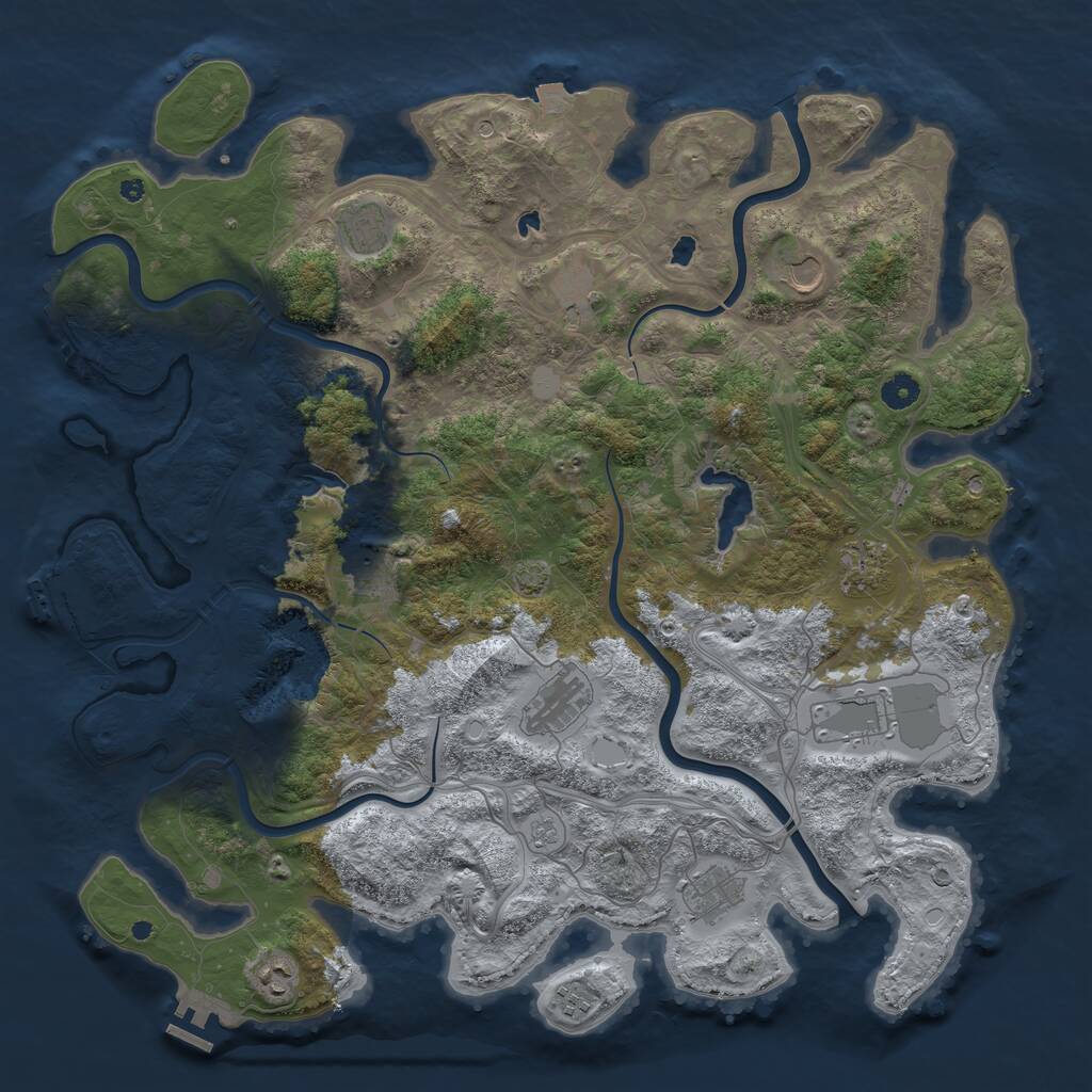 Rust Map: Procedural Map, Size: 4500, Seed: 490164640, 16 Monuments