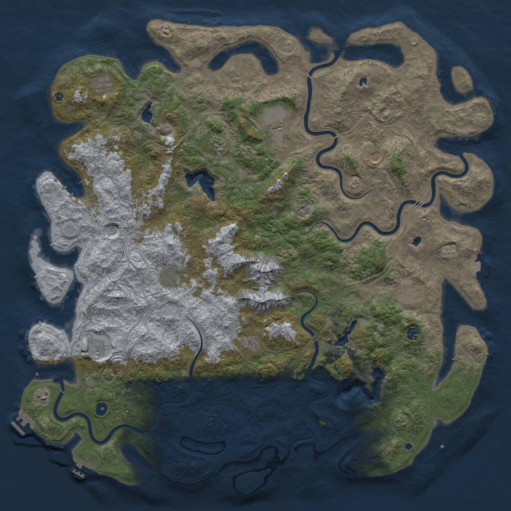 Rust Map: Procedural Map, Size: 6000, Seed: 1719289601, 17 Monuments