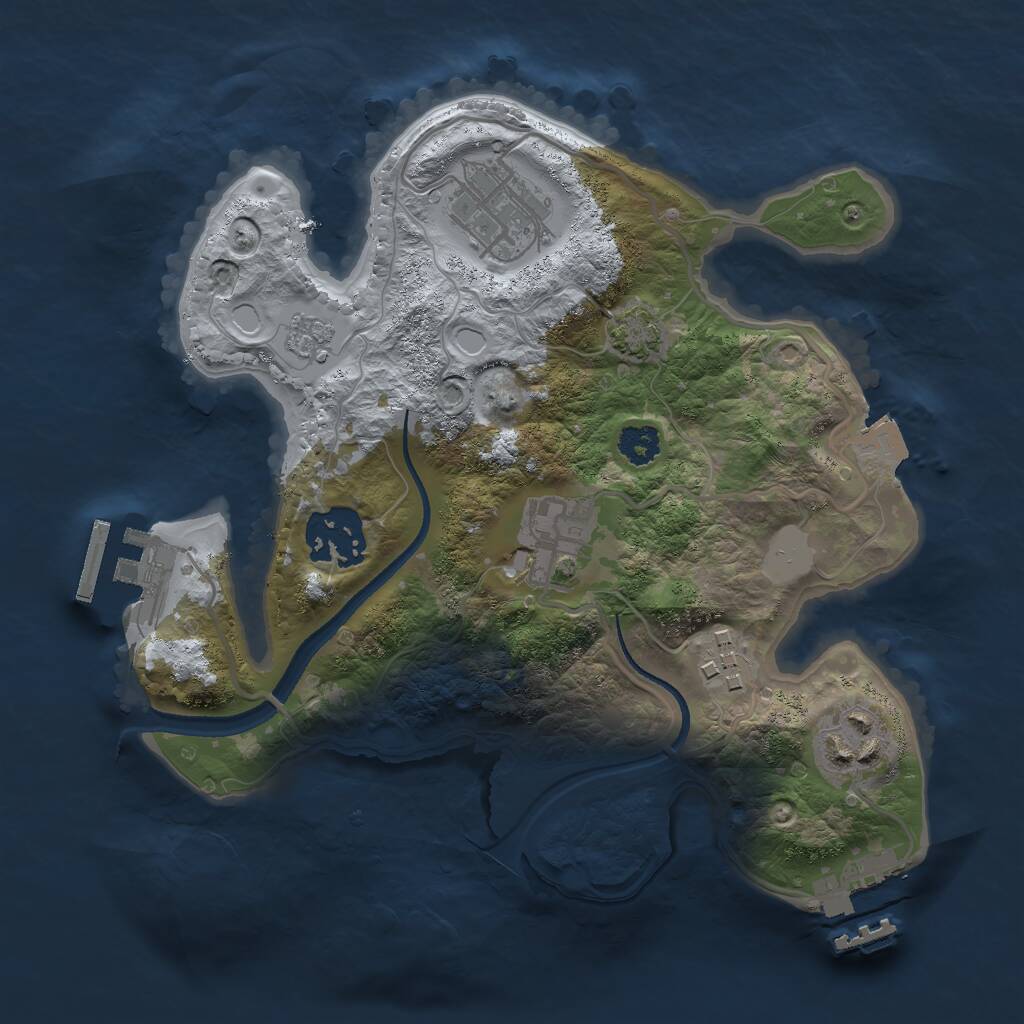 Rust Map: Procedural Map, Size: 2500, Seed: 1488725651, 10 Monuments