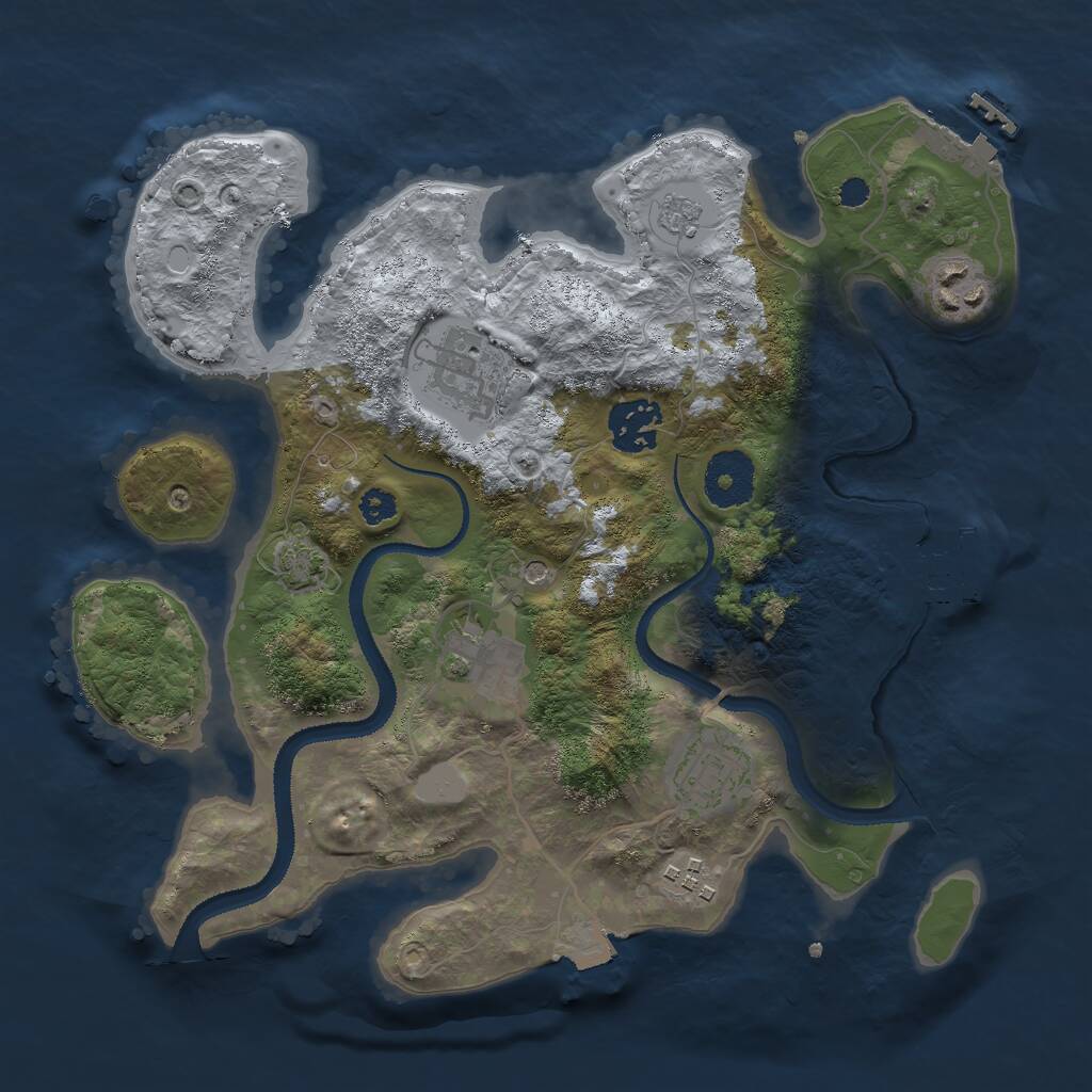 Rust Map: Procedural Map, Size: 3000, Seed: 420543, 12 Monuments
