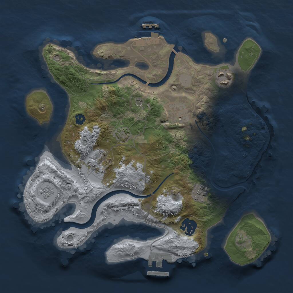 Rust Map: Procedural Map, Size: 2750, Seed: 657071886, 11 Monuments