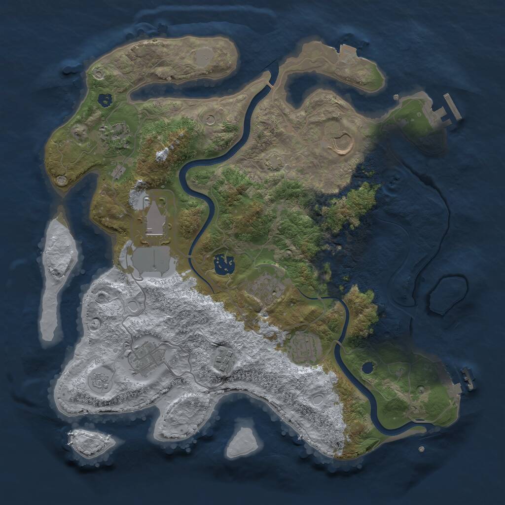Rust Map: Procedural Map, Size: 3500, Seed: 974412990, 14 Monuments
