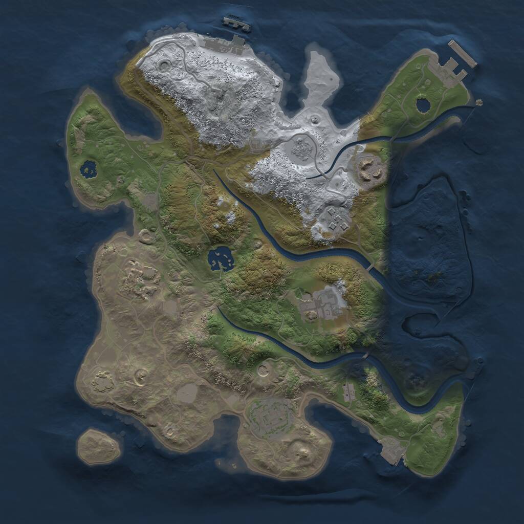 Rust Map: Procedural Map, Size: 3000, Seed: 847203054, 12 Monuments