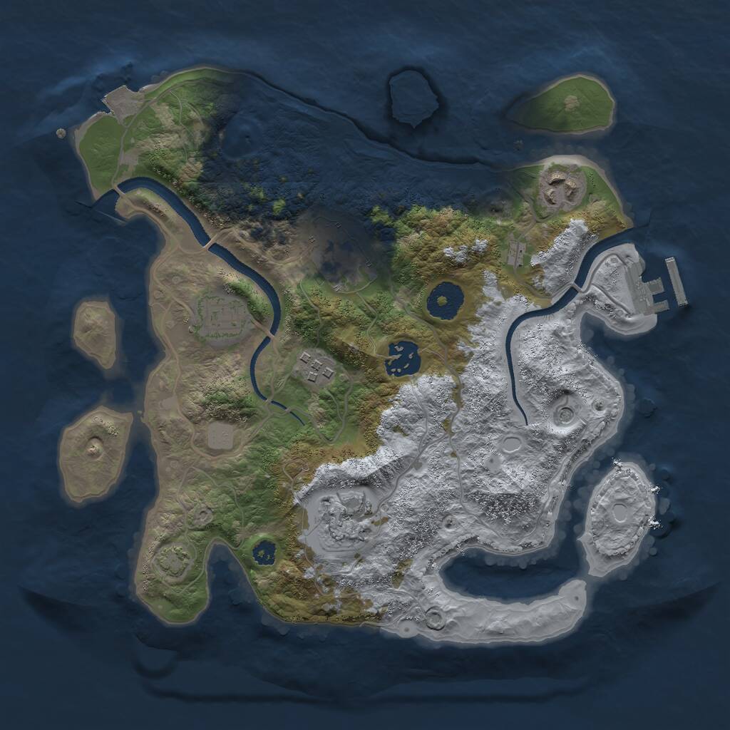 Rust Map: Procedural Map, Size: 3000, Seed: 1760527550, 10 Monuments