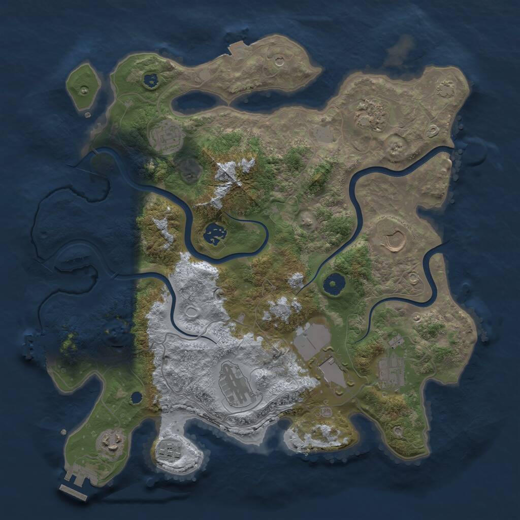 Rust Map: Procedural Map, Size: 3650, Seed: 38125398, 14 Monuments