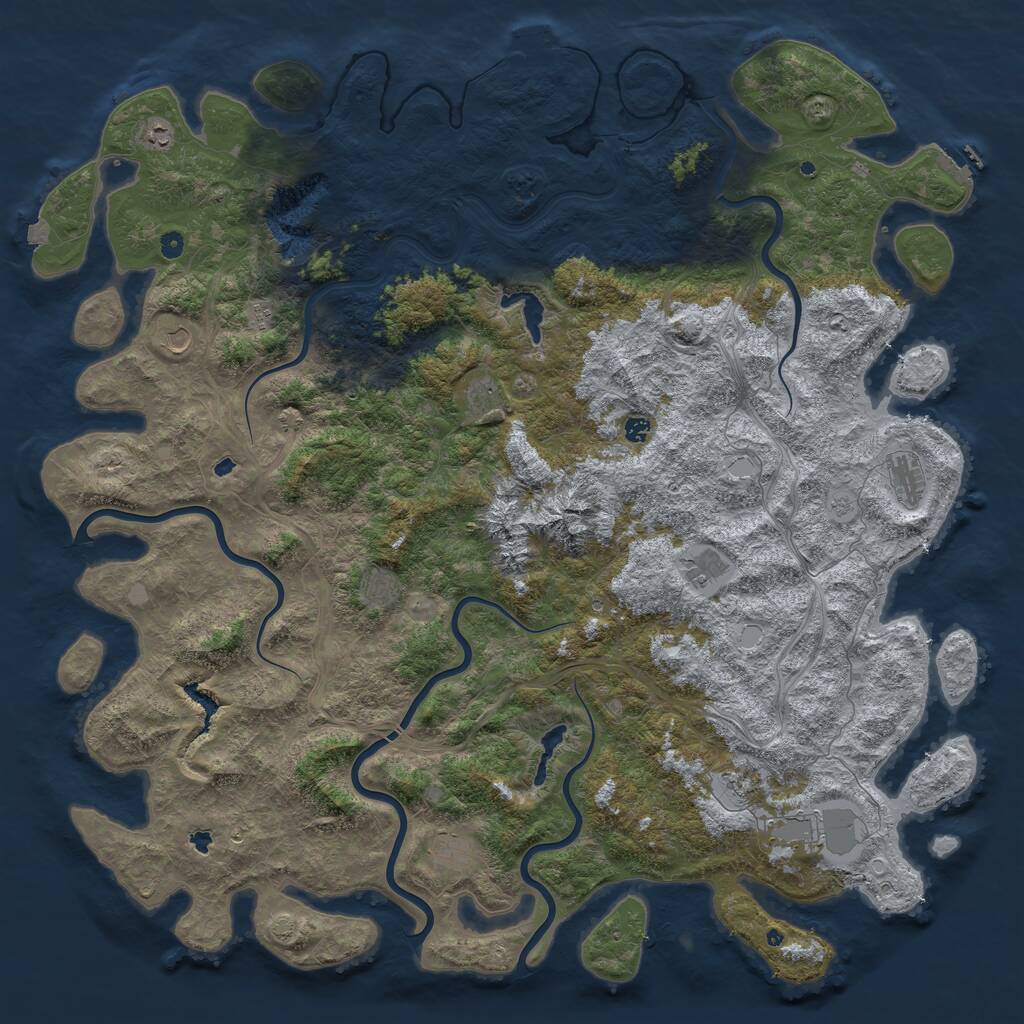 Rust Map: Procedural Map, Size: 6000, Seed: 59748, 17 Monuments
