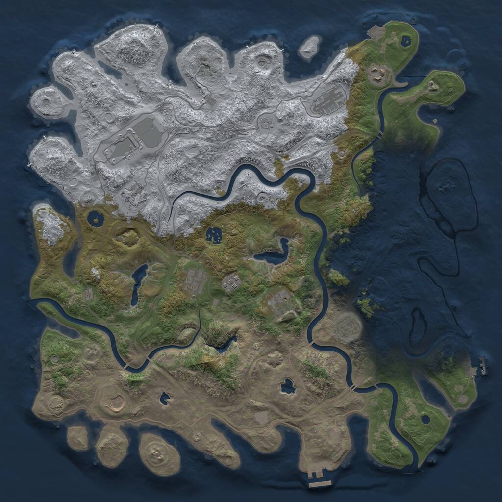 Rust Map: Procedural Map, Size: 4500, Seed: 20070090, 16 Monuments