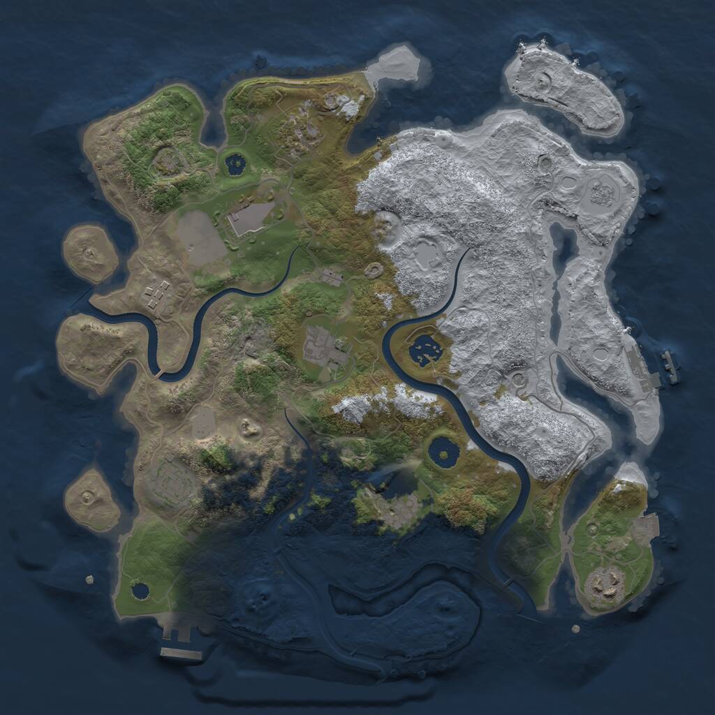 Rust Map: Procedural Map, Size: 3500, Seed: 145948451, 14 Monuments