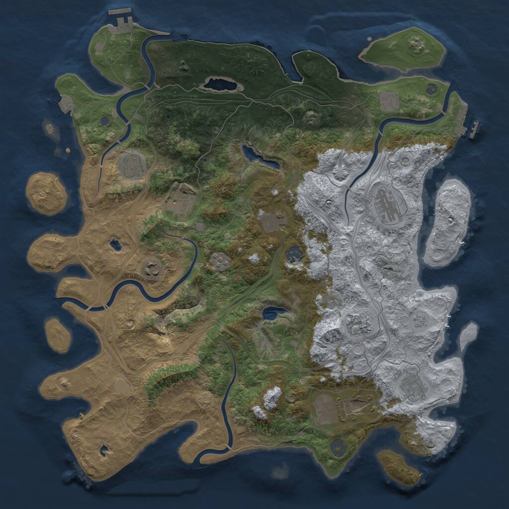 Rust Map: Procedural Map, Size: 4500, Seed: 281532715, 18 Monuments