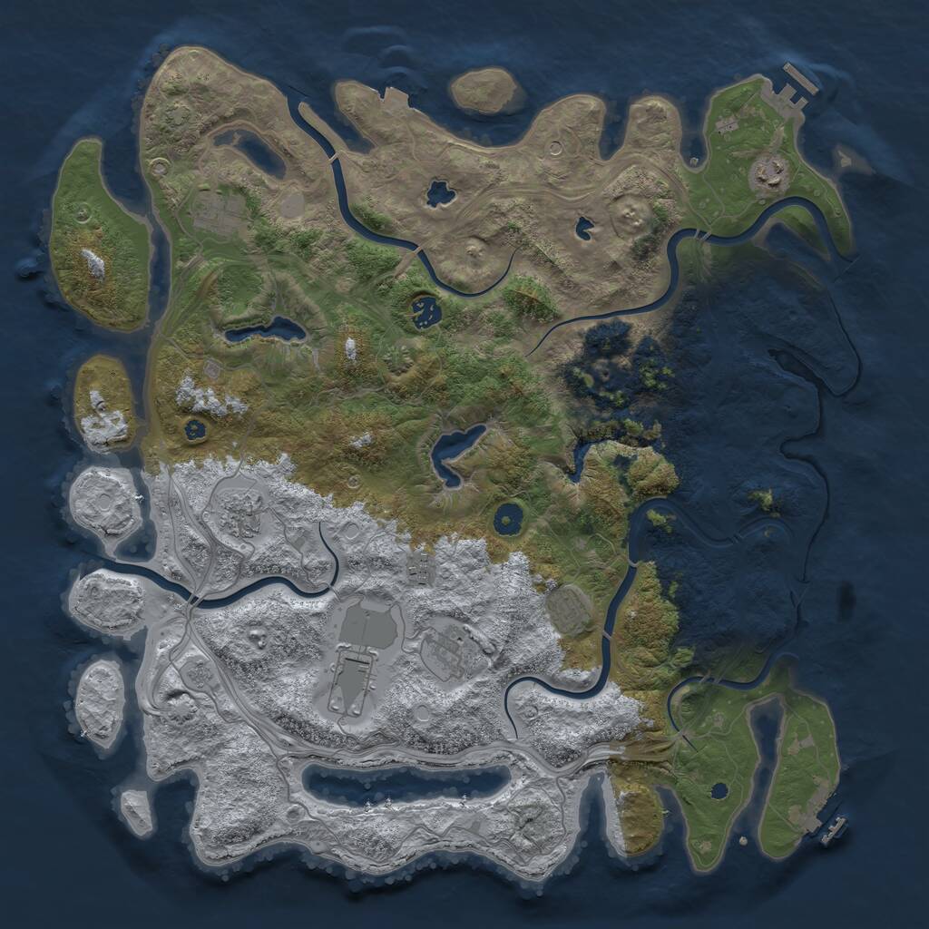 Rust Map: Procedural Map, Size: 4500, Seed: 1628505445, 14 Monuments