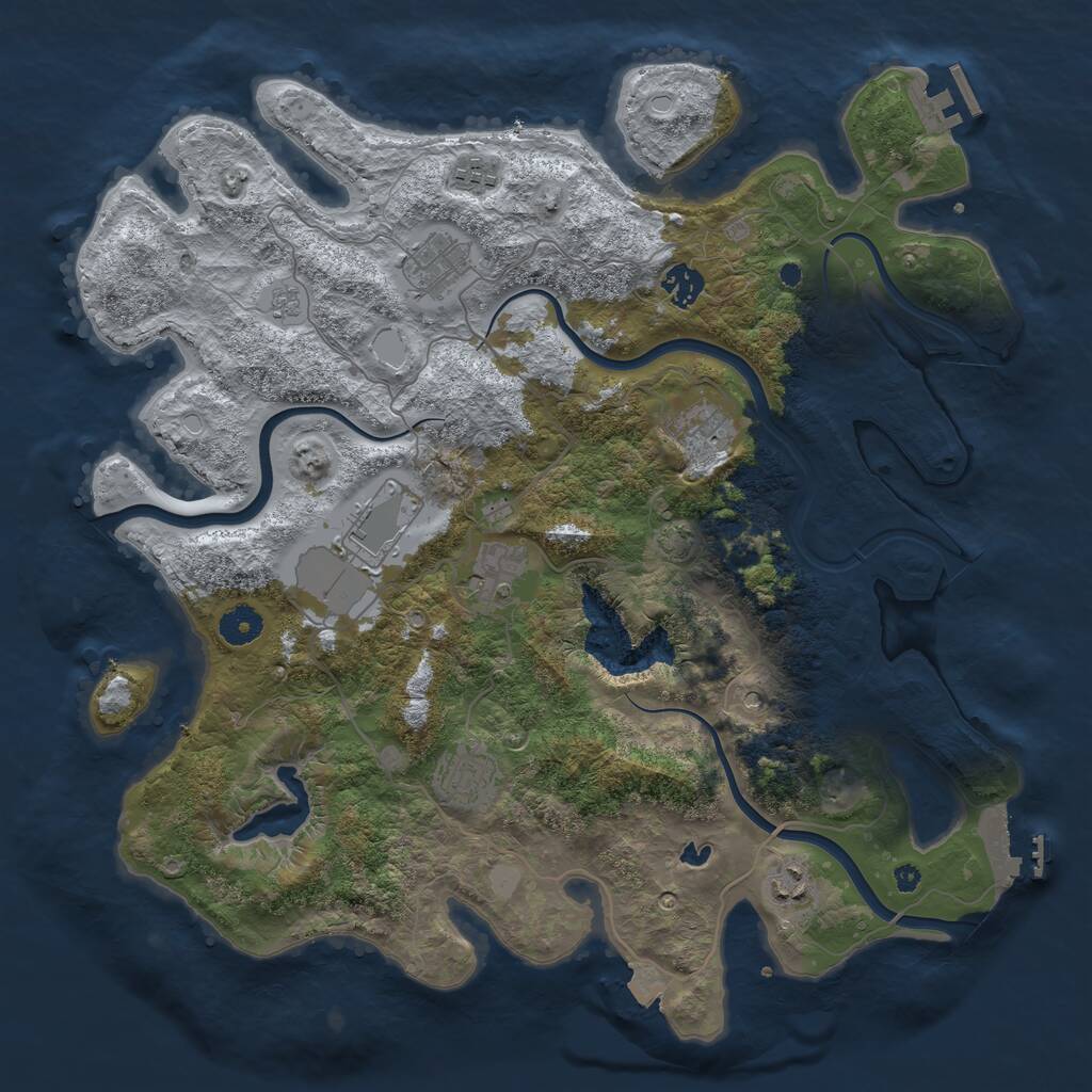 Rust Map: Procedural Map, Size: 4000, Seed: 6512, 14 Monuments