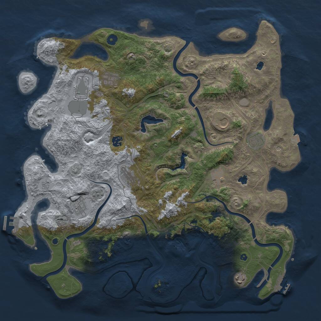 Rust Map: Procedural Map, Size: 4500, Seed: 512813, 16 Monuments