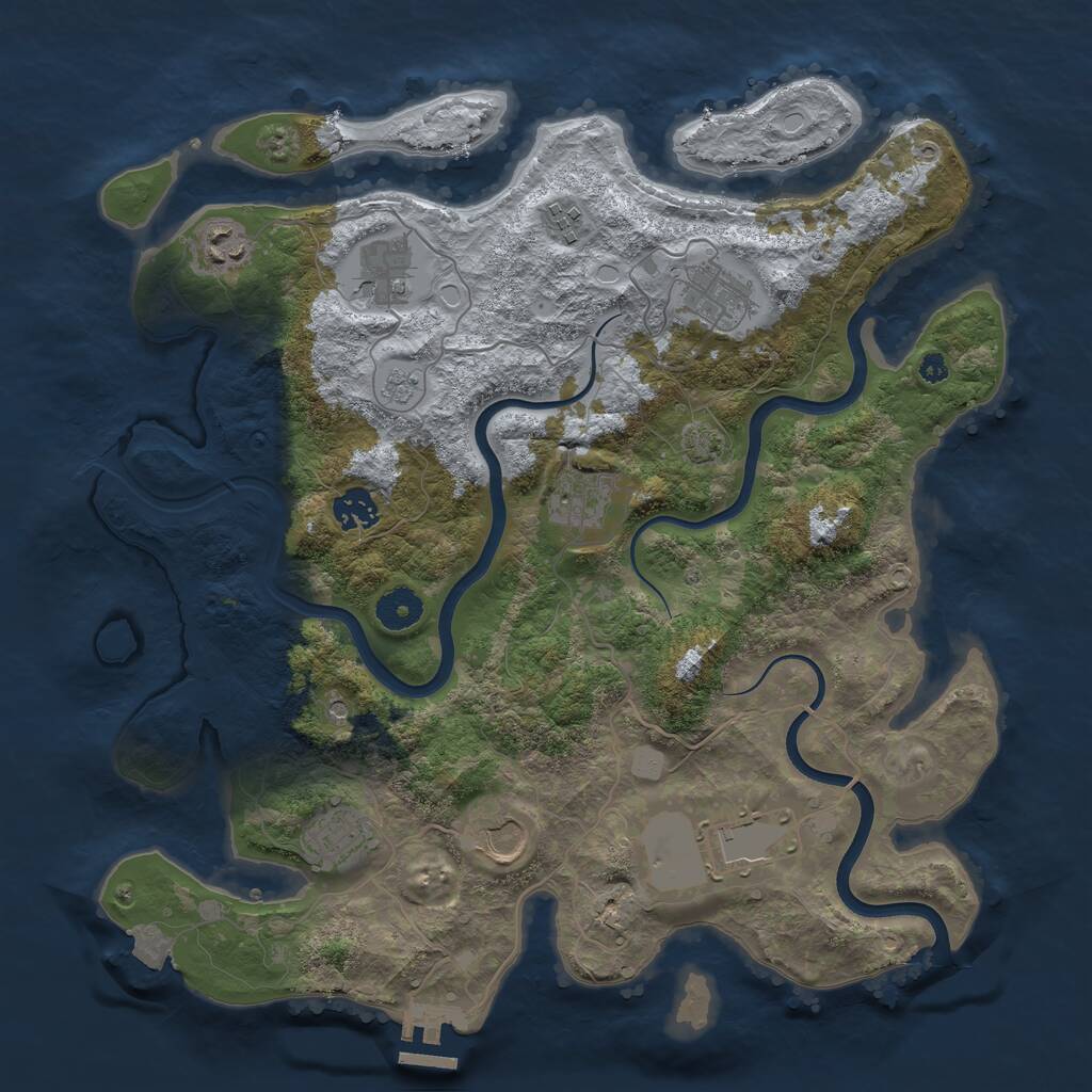 Rust Map: Procedural Map, Size: 3750, Seed: 1586544950, 14 Monuments