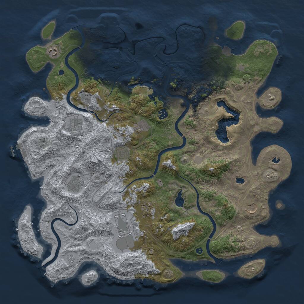 Rust Map: Procedural Map, Size: 4500, Seed: 1297935330, 16 Monuments