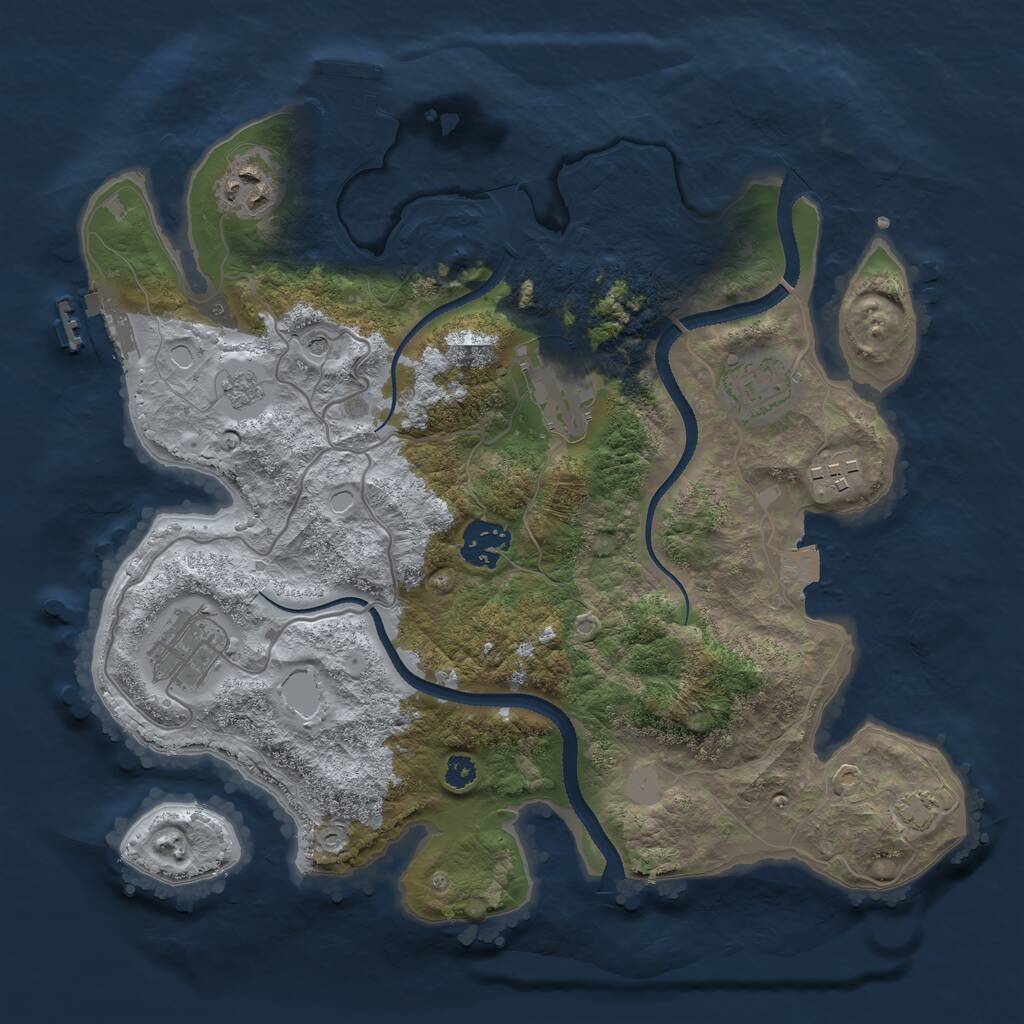 Rust Map: Procedural Map, Size: 3200, Seed: 5156, 12 Monuments