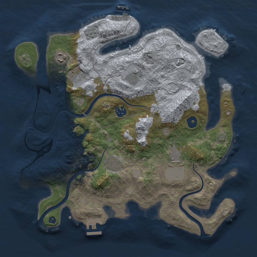 Rust Map: Procedural Map, Size: 3500, Seed: 76834315, 13 Monuments