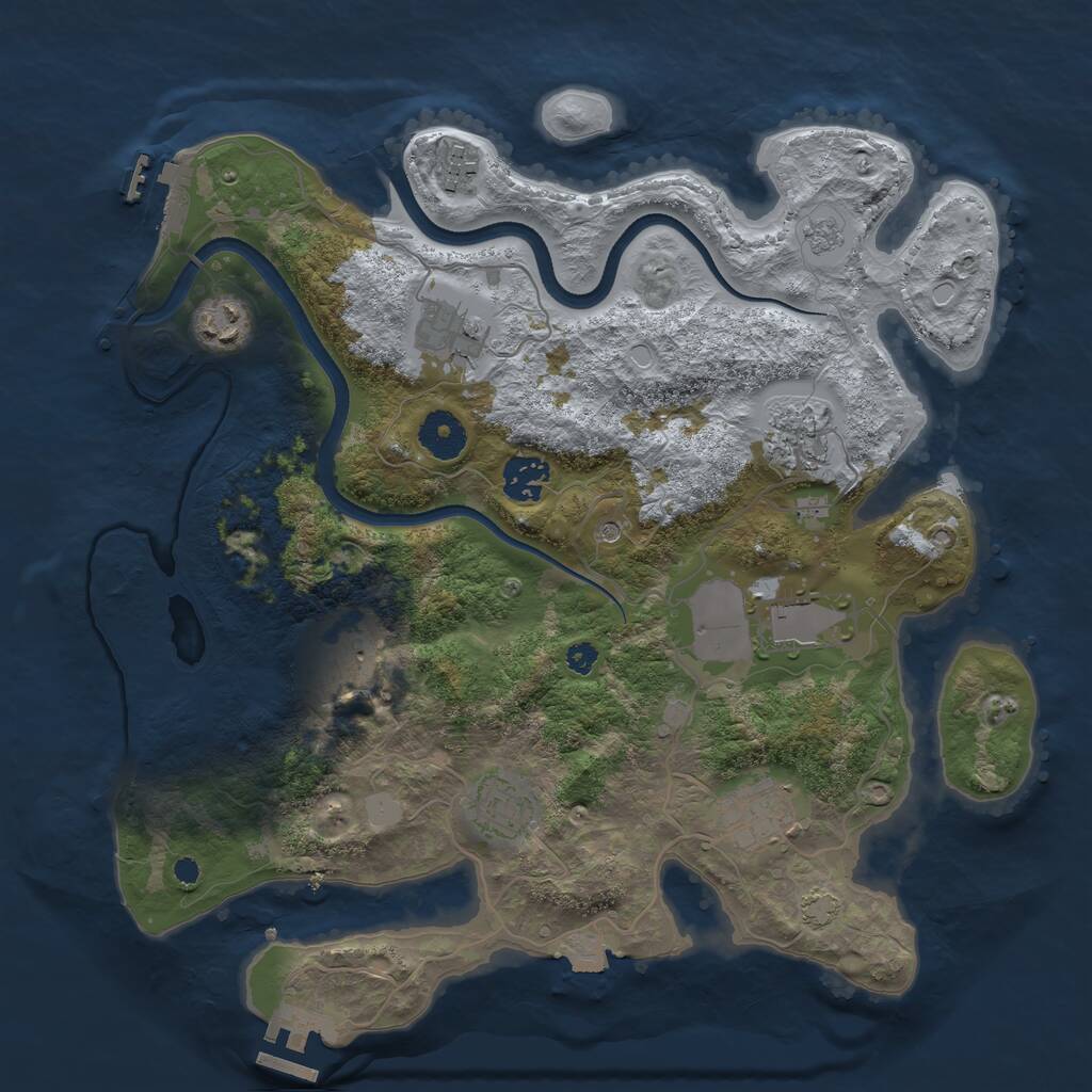 Rust Map: Procedural Map, Size: 3500, Seed: 843697040, 15 Monuments