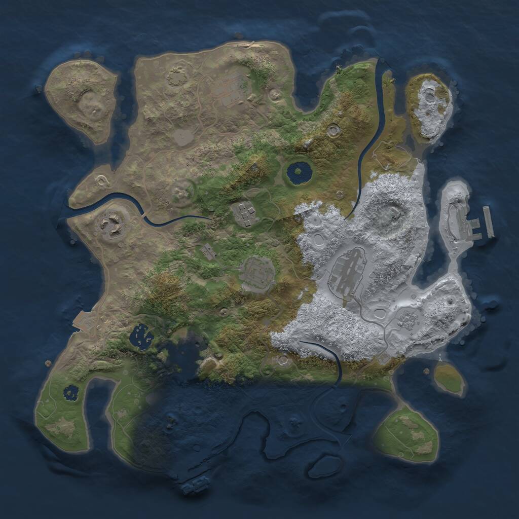 Rust Map: Procedural Map, Size: 3300, Seed: 1975, 13 Monuments