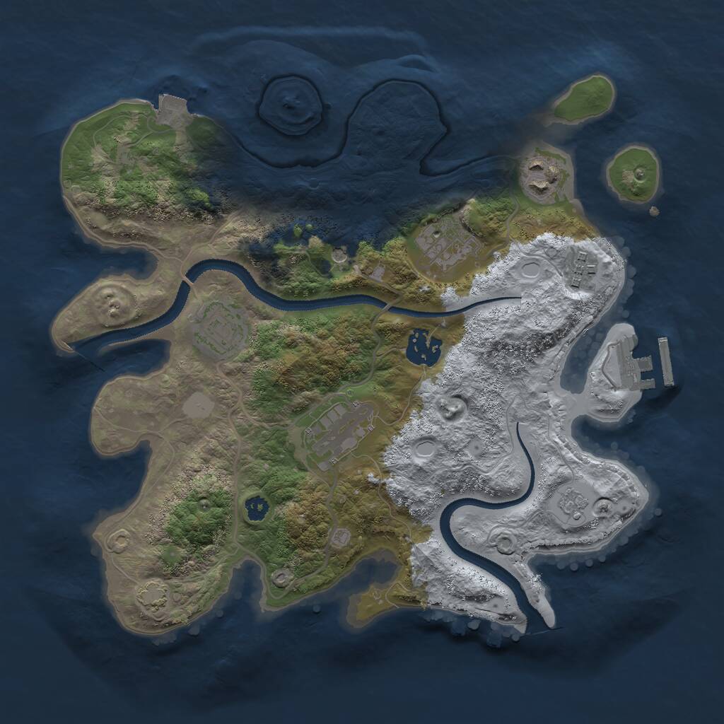 Rust Map: Procedural Map, Size: 3000, Seed: 21983, 11 Monuments