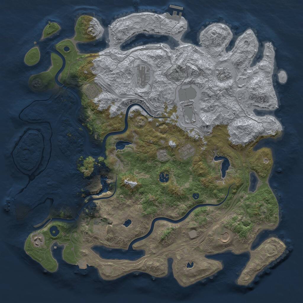 Rust Map: Procedural Map, Size: 4500, Seed: 9526, 16 Monuments