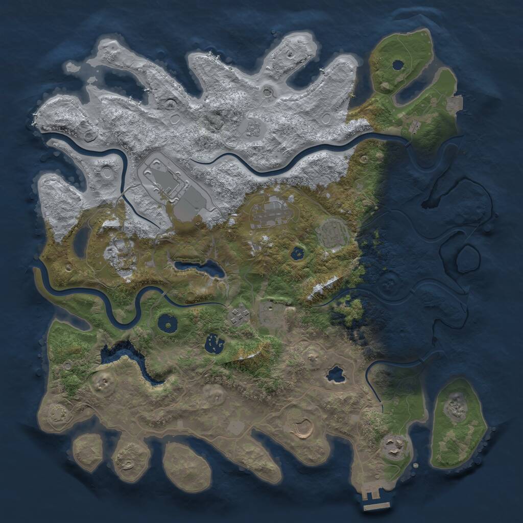 Rust Map: Procedural Map, Size: 4000, Seed: 20070090, 14 Monuments