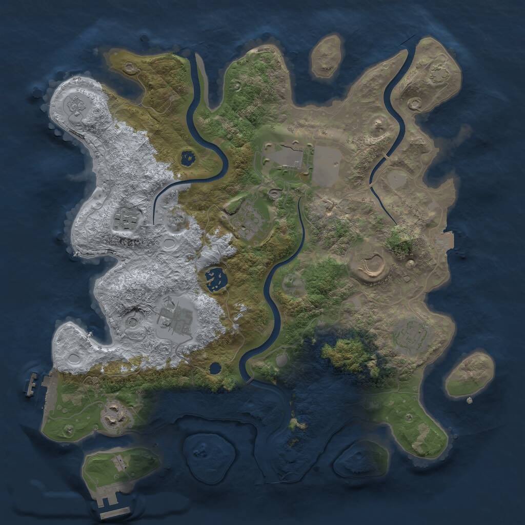 Rust Map: Procedural Map, Size: 3500, Seed: 178896443, 14 Monuments