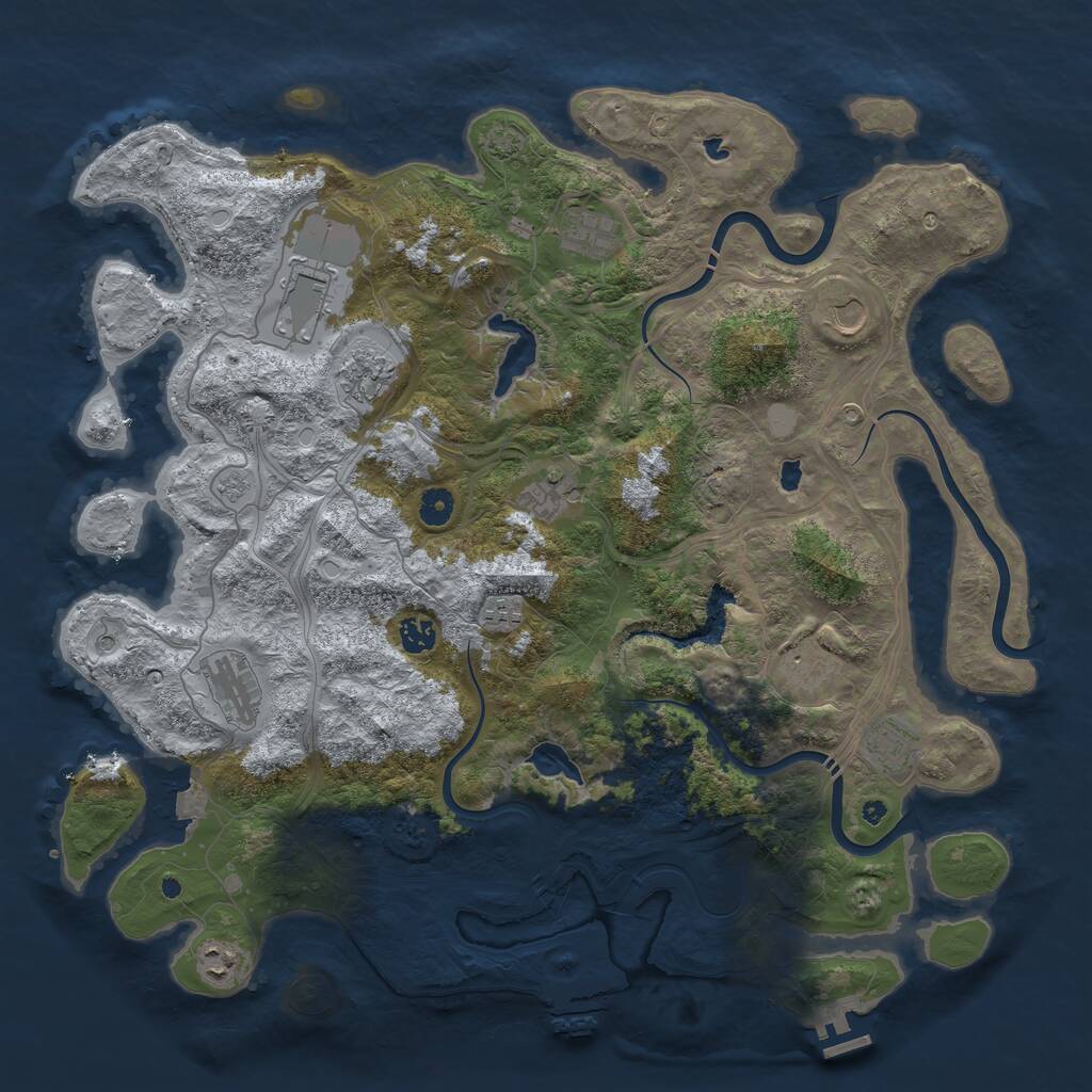 Rust Map: Procedural Map, Size: 4500, Seed: 445987539, 17 Monuments
