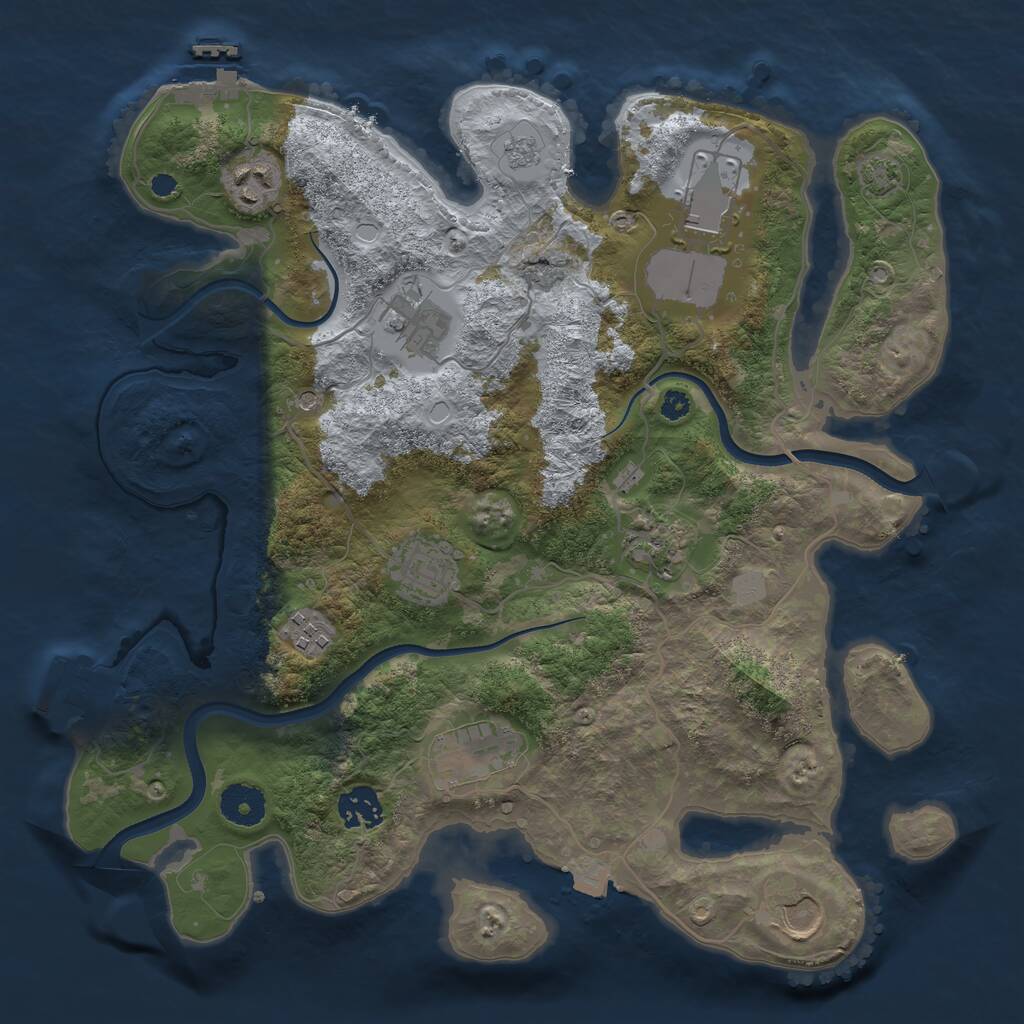 Rust Map: Procedural Map, Size: 3500, Seed: 351488593, 15 Monuments
