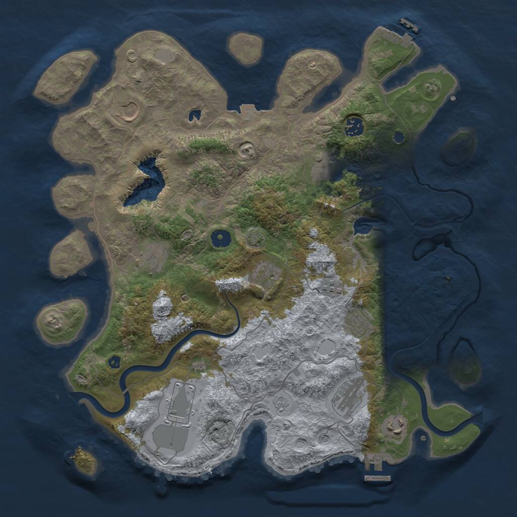 Rust Map: Procedural Map, Size: 4000, Seed: 321319, 16 Monuments