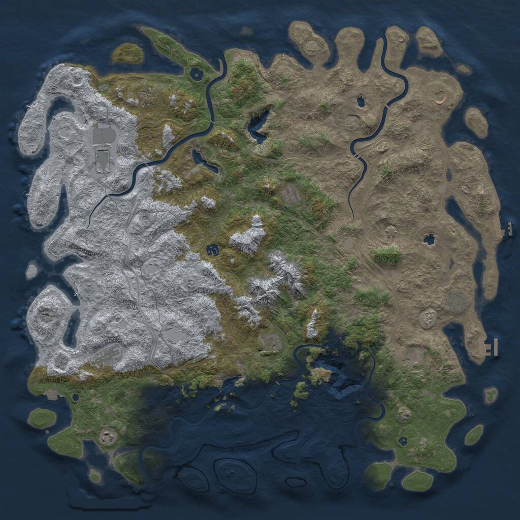 Rust Map: Procedural Map, Size: 6000, Seed: 689752, 17 Monuments