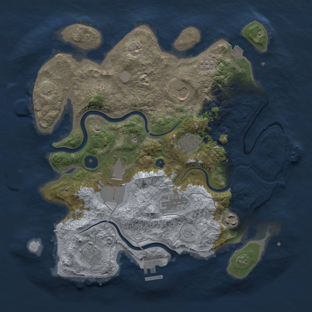 Rust Map: Procedural Map, Size: 3500, Seed: 1390802972, 13 Monuments