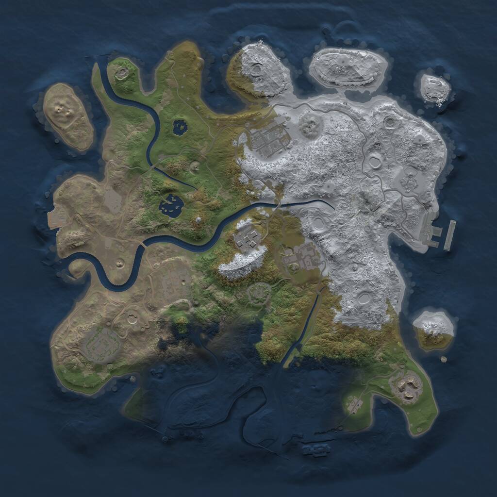Rust Map: Procedural Map, Size: 3250, Seed: 584836847, 13 Monuments