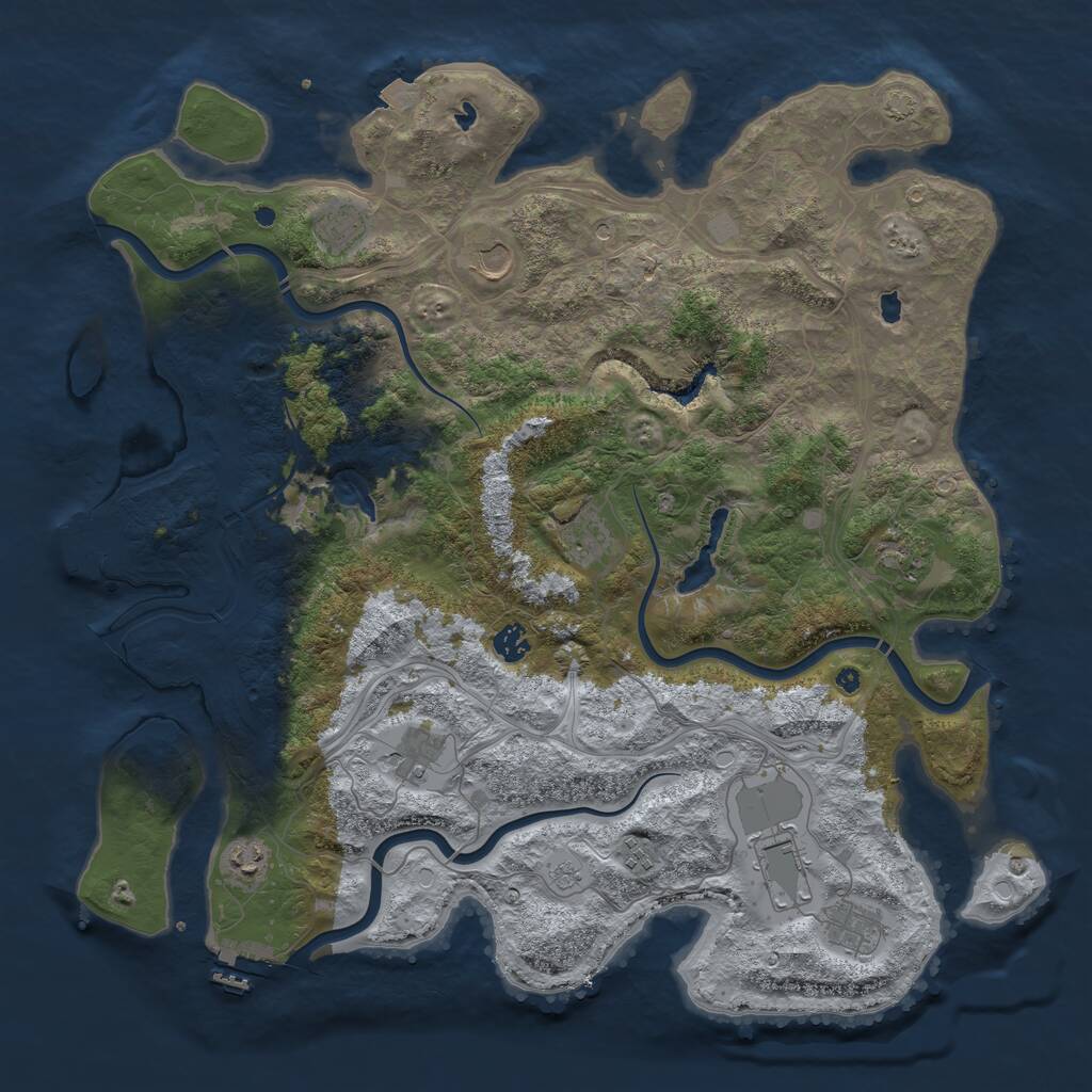Rust Map: Procedural Map, Size: 4500, Seed: 1083171274, 16 Monuments