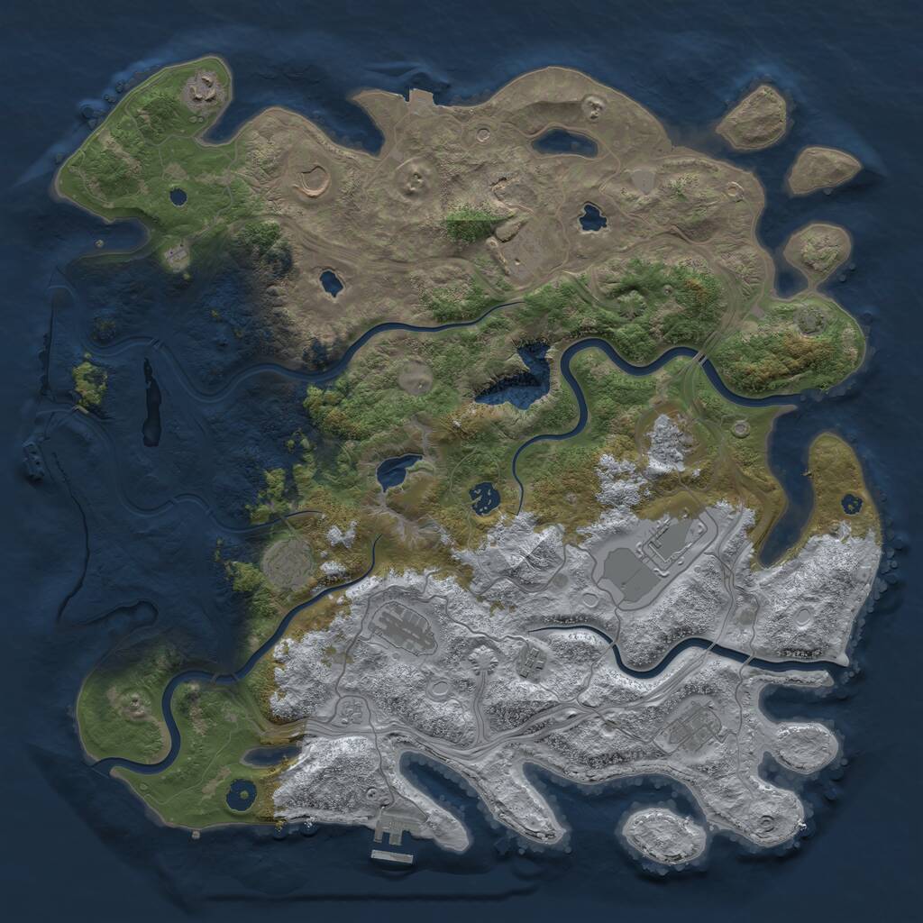Rust Map: Procedural Map, Size: 4500, Seed: 263087327, 16 Monuments